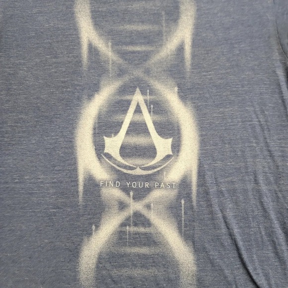 Assassins Creed‎ Shirt Mens Medium Blue Video Game Graphic Tee Casual Spell Out - Picture 3 of 13